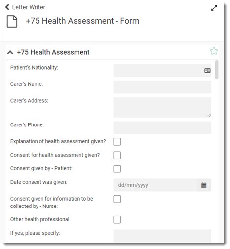 Example health assessment letter