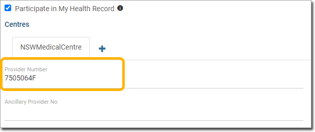 Provider Number field