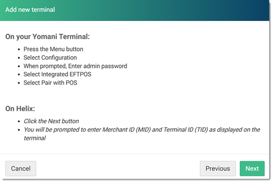 Authorise a new terminal