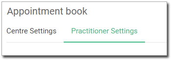 Appointment Book Practitioner Settings Tab