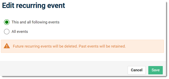 Cancel Recurring event