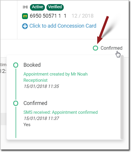 Reply status of a patient appointment