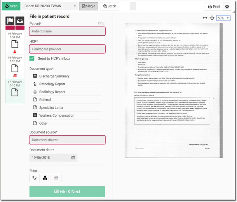Scanning documents