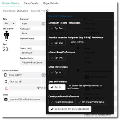 Patient preference - ePrescribing opt out location