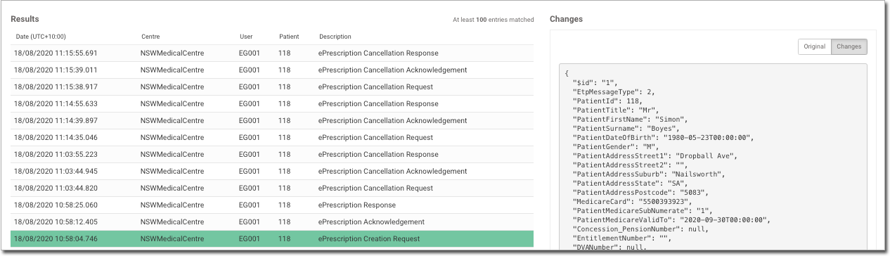 Example ePrescription metadata