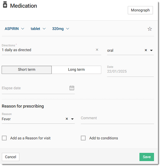 Edit current medication-Panel