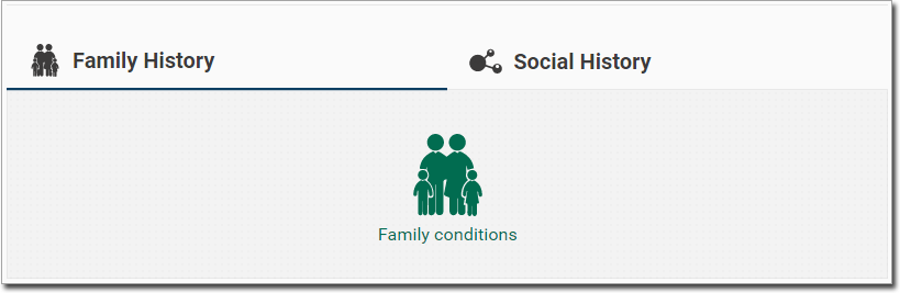 Example Family History section in Health Summary with no conditions set