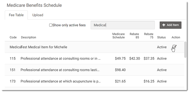 Edit Fee- Fee Table