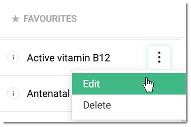 To edit favourites in Pathology