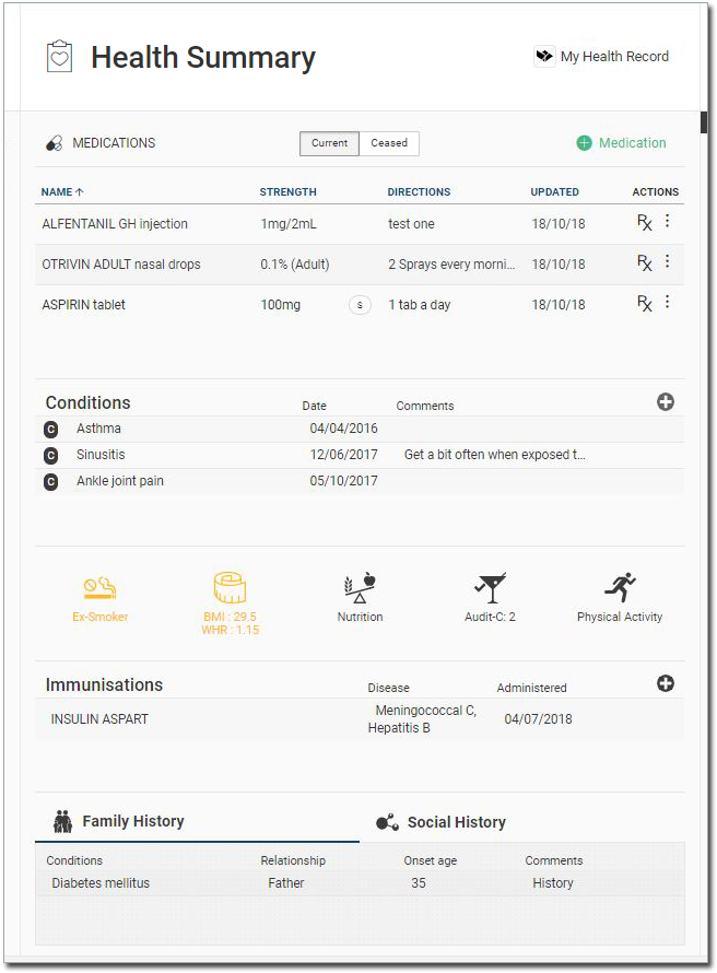 Example Health Summary