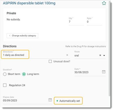 Example automatically set elapse date