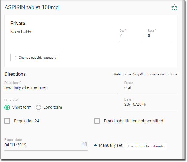 Example manually set elapse date