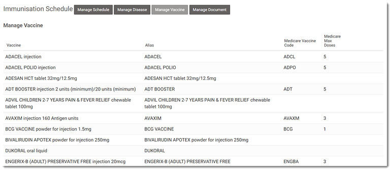 Manage Vaccine Window