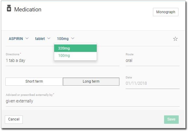 Example medication edit