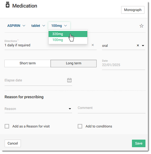 Example medication edit