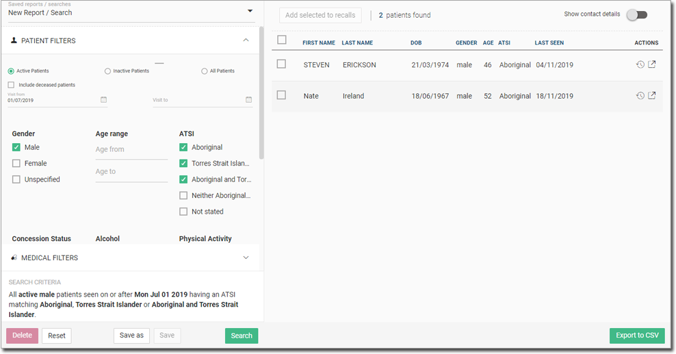 Patient Reports Example