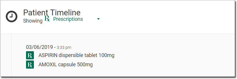 Example prescription in the Patient Timeline