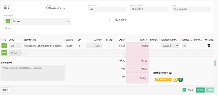 Default private billing - results