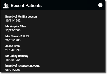 Recent Patients panel