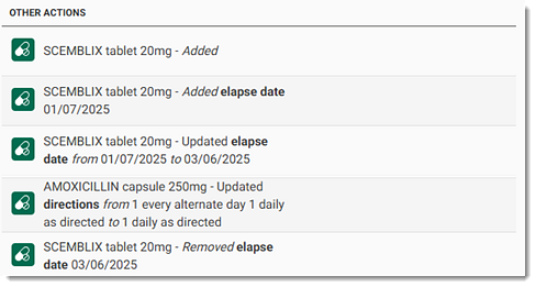 Record the medication changes in consult action