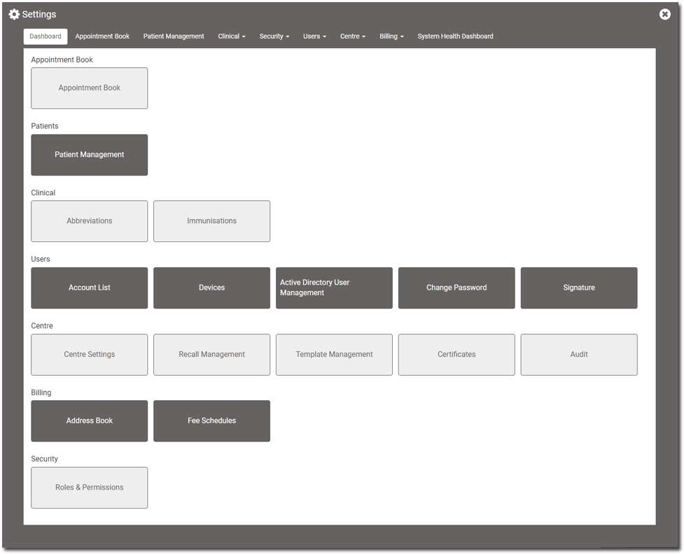 Settings Window