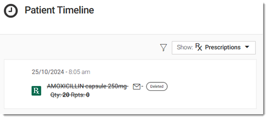 Deleted eRx - Timeline