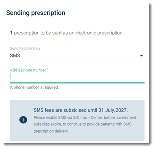 Example ePrescription delivery details