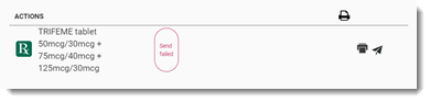 Example failed ePrescription in the Actions list