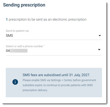 Example Send ePrescription via SMS