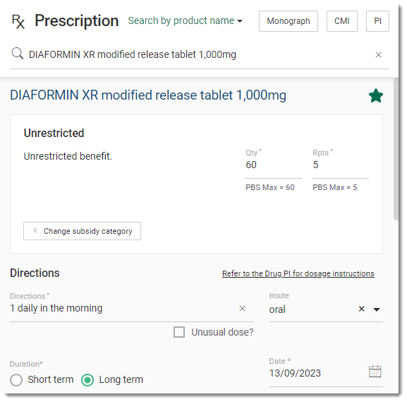 Example favourite medication